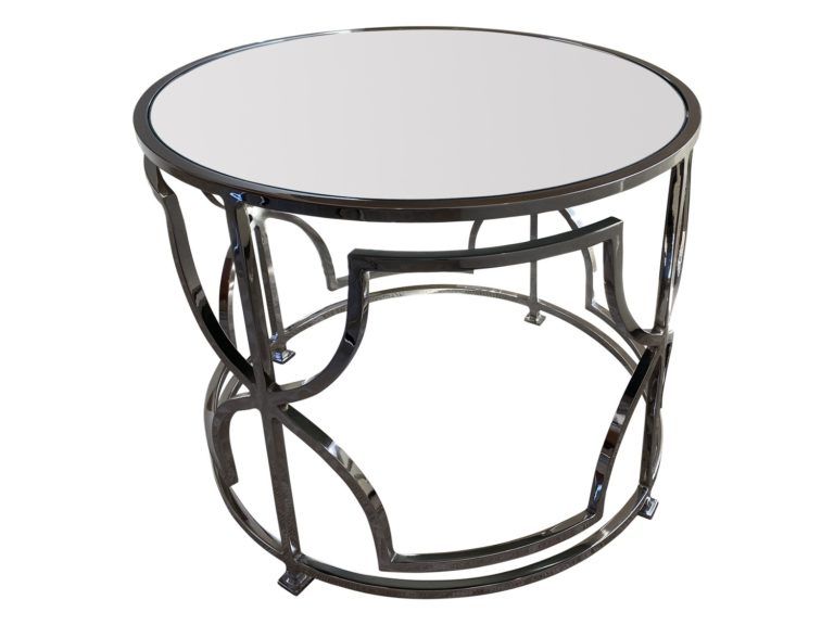Polished Chrome Round Console Tables For Most Current Worlds Away Round Polished Chrome Side Table With Mirrored (View 7 of 10)