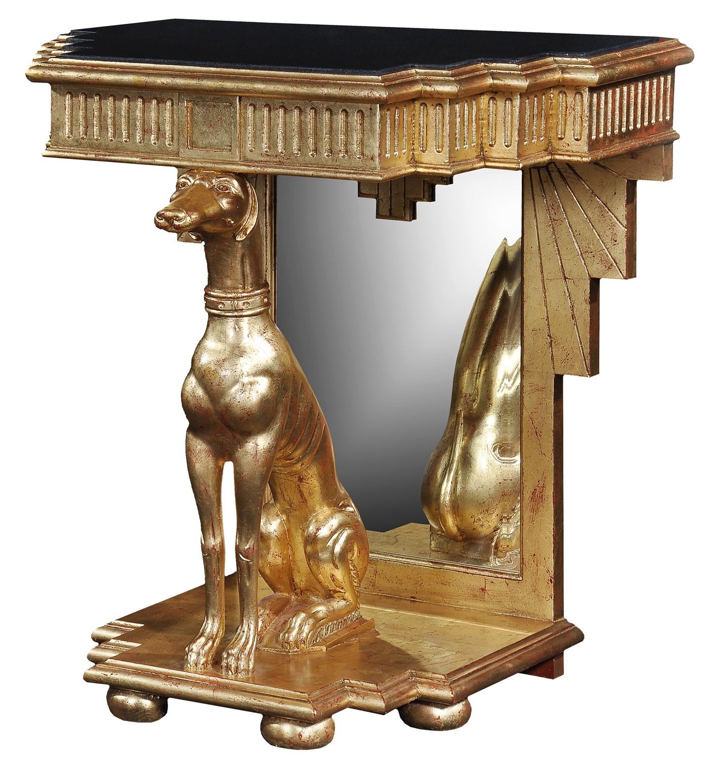 Popular Gold Leaf Console Table – Antique Finish, Console / Hall Intended For Antique Gold Aluminum Console Tables (View 9 of 10)