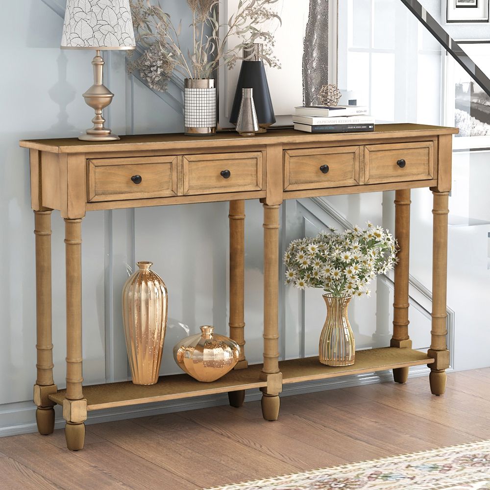 Popular Rustic Oak And Black Console Tables Throughout Buffet Cabinet Sideboard Table, Solid Wood Rustic Console (View 4 of 10)