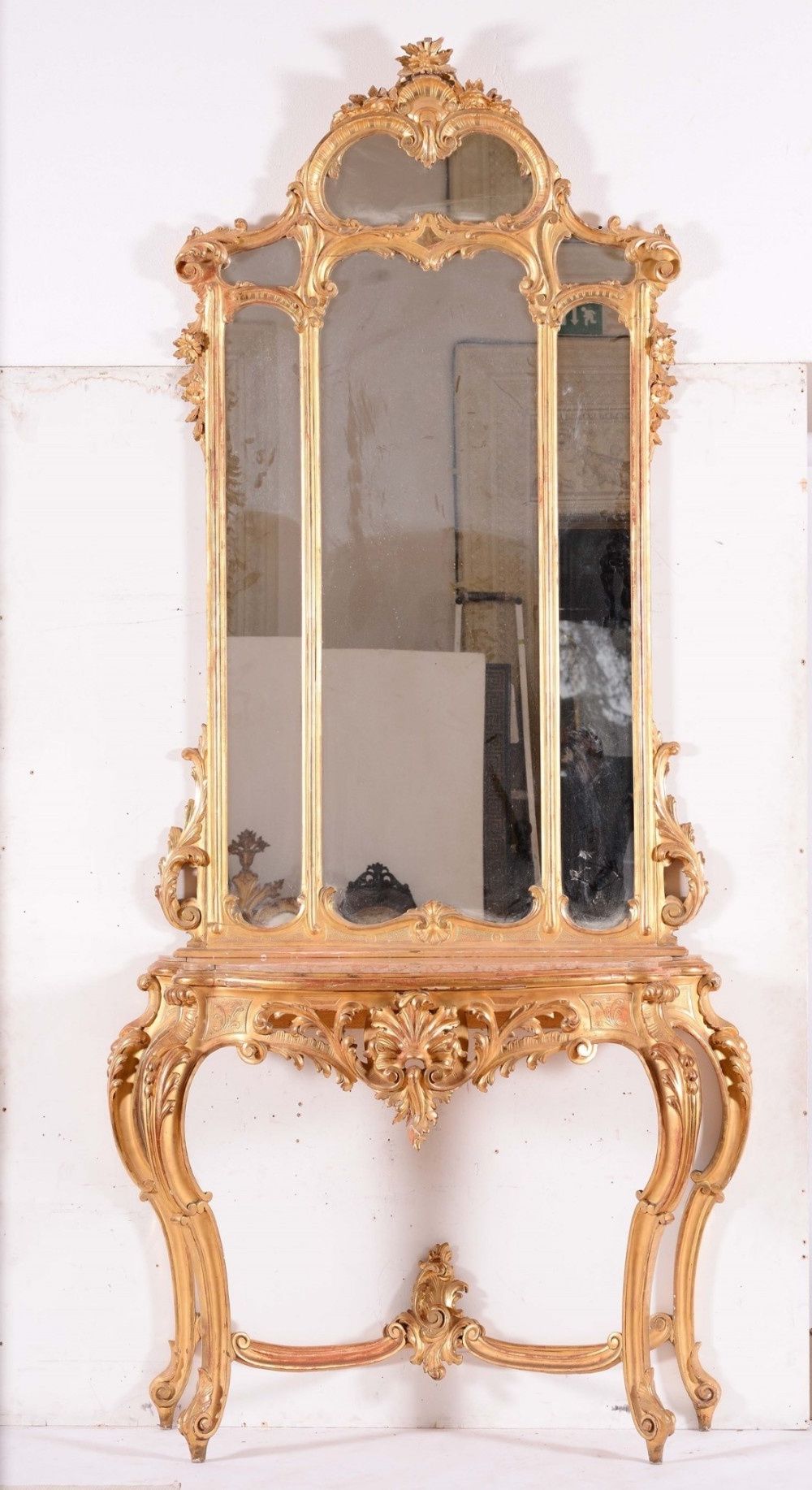 Preferred Antique Mirror Console Tables Pertaining To Large Italian 19th Century Giltwood Console Table With (View 6 of 10)
