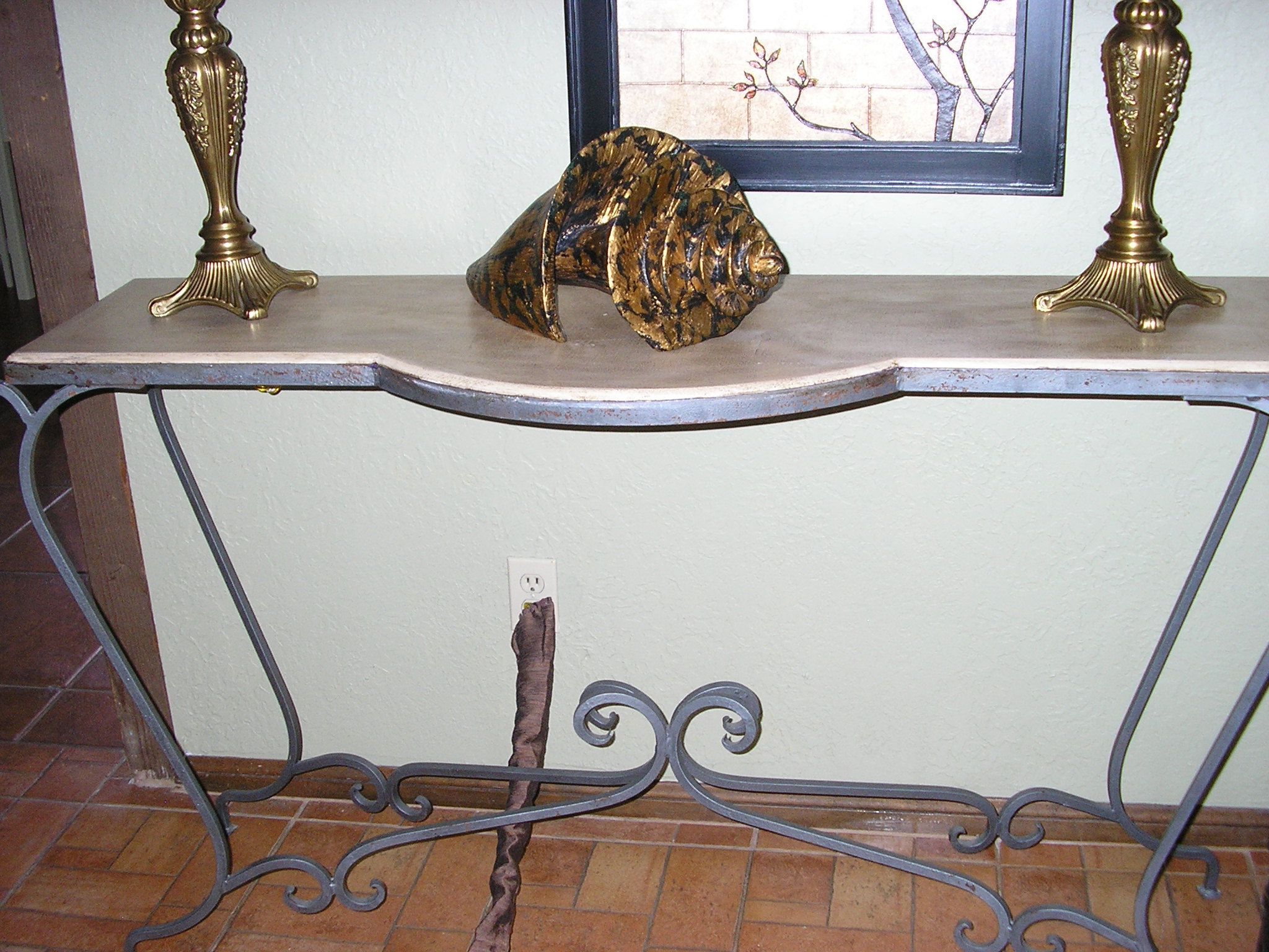 Preferred Beautiful Sofa Table With Wrought Iron Decorative Base Within Oval Aged Black Iron Console Tables (View 9 of 10)