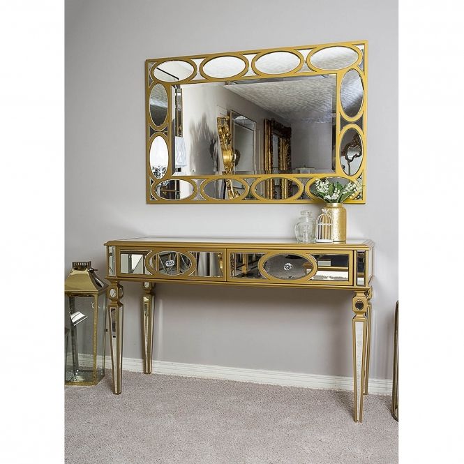 Preferred Gold Mirrored Console And Mirror Set (View 9 of 10)