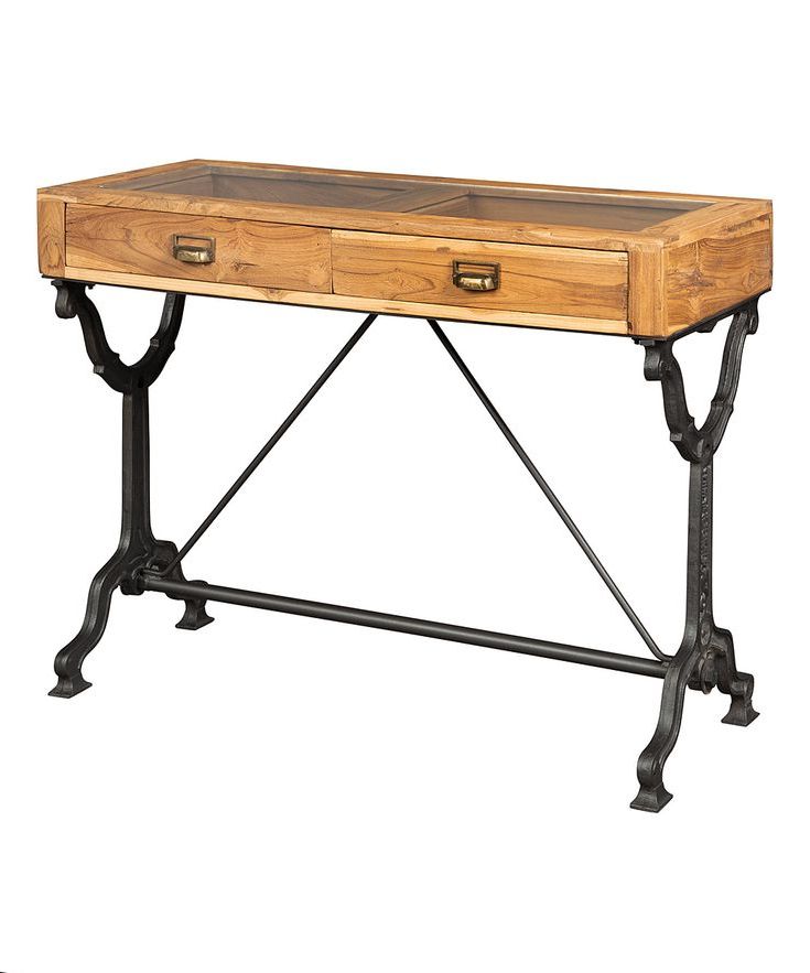 Preferred Wood Rectangular Console Tables In Scott Living Natural & Black Industrial Two Drawer (View 4 of 10)
