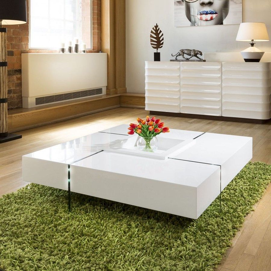 Quatropi Modern Large White Gloss Coffee Table 1194mm Pertaining To Latest Square High Gloss Console Tables (View 4 of 10)