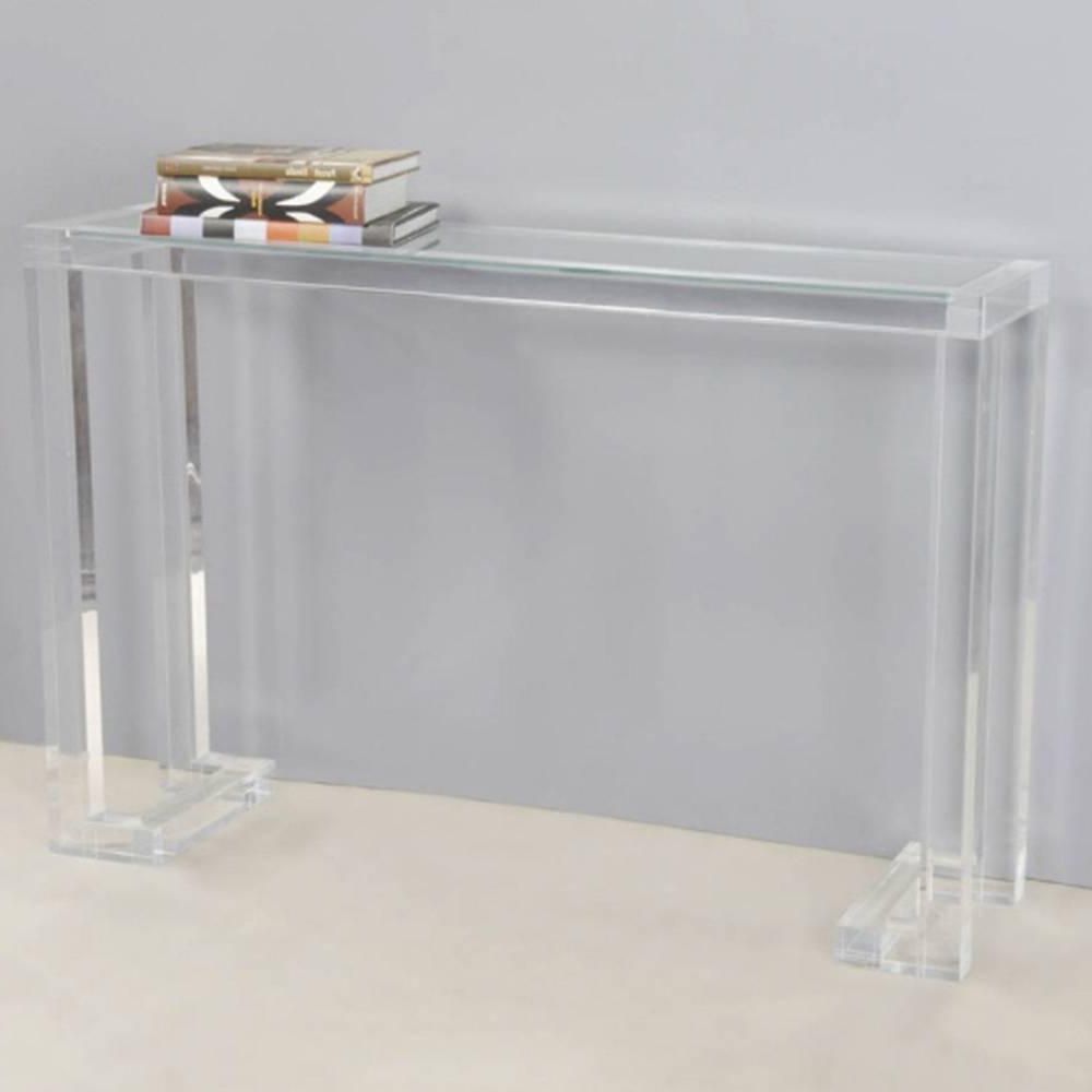 Recent Clear Console Tables Inside Ava Lucite Console Table With Glass Top For Sale At 1stdibs (View 7 of 10)