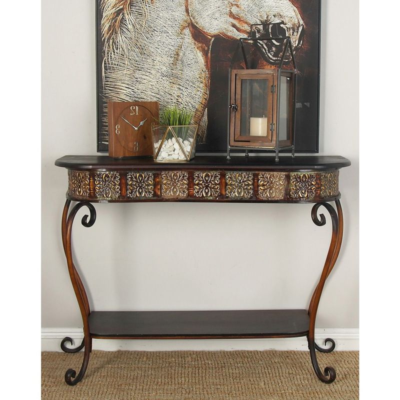Recent Dark Brown Console Tables Pertaining To Decmode 43 In (View 4 of 10)