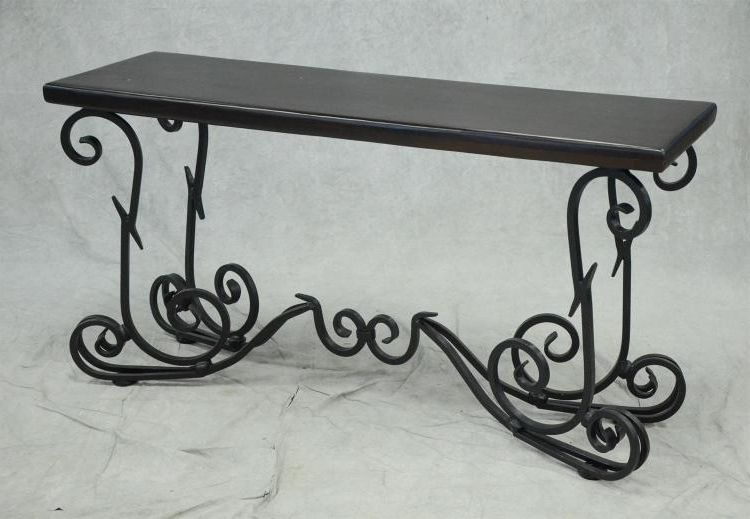 Recent Wrought Iron Console Tables For Wrought Iron Base Wood Top Console Table, 31" H, 59" W, 18" (View 9 of 10)