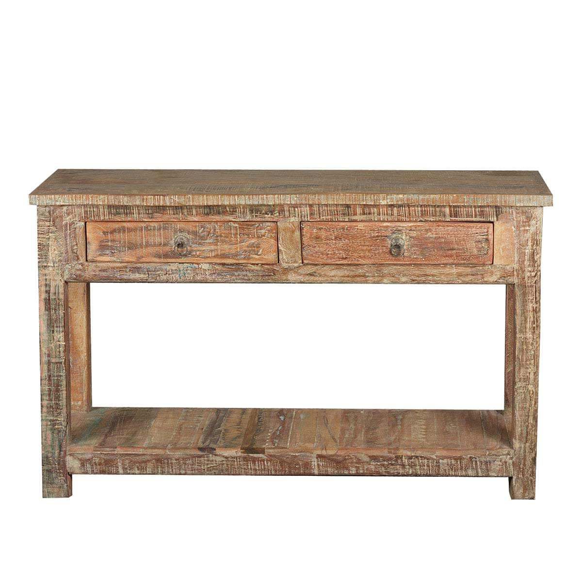Reclaimed Wood Console Tables Throughout Well Known Rustic Reclaimed Wood Naturally Distressed Hall Console Table (View 10 of 10)
