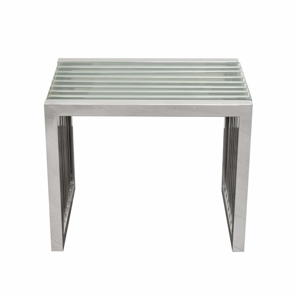 Rectangular Glass Top Console Tables Throughout Well Known Diamond Sofa – Soho Rectangular Stainless Steel End Table (View 9 of 10)