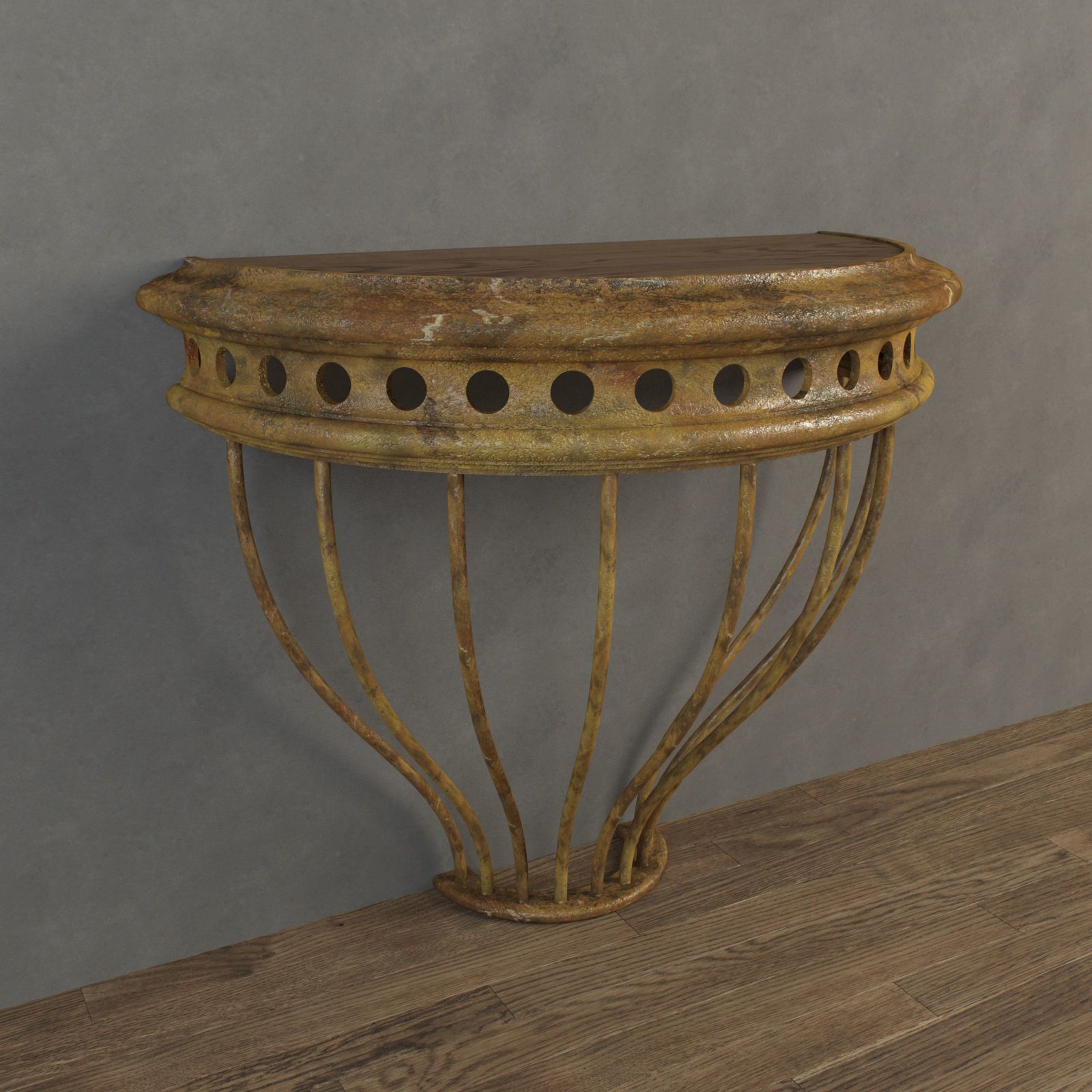 Restoration Hardware – Cast Iron Demilune Console Table 3d With Most Recent Round Iron Console Tables (View 7 of 10)