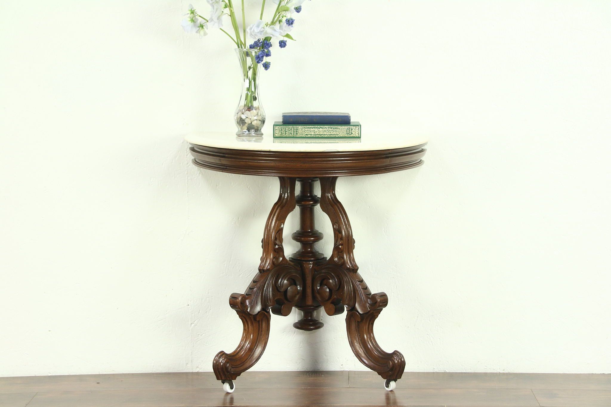 Round Console Tables Intended For Fashionable Sold – Victorian 1860 Antique Half Round Demilune Hall (View 9 of 10)