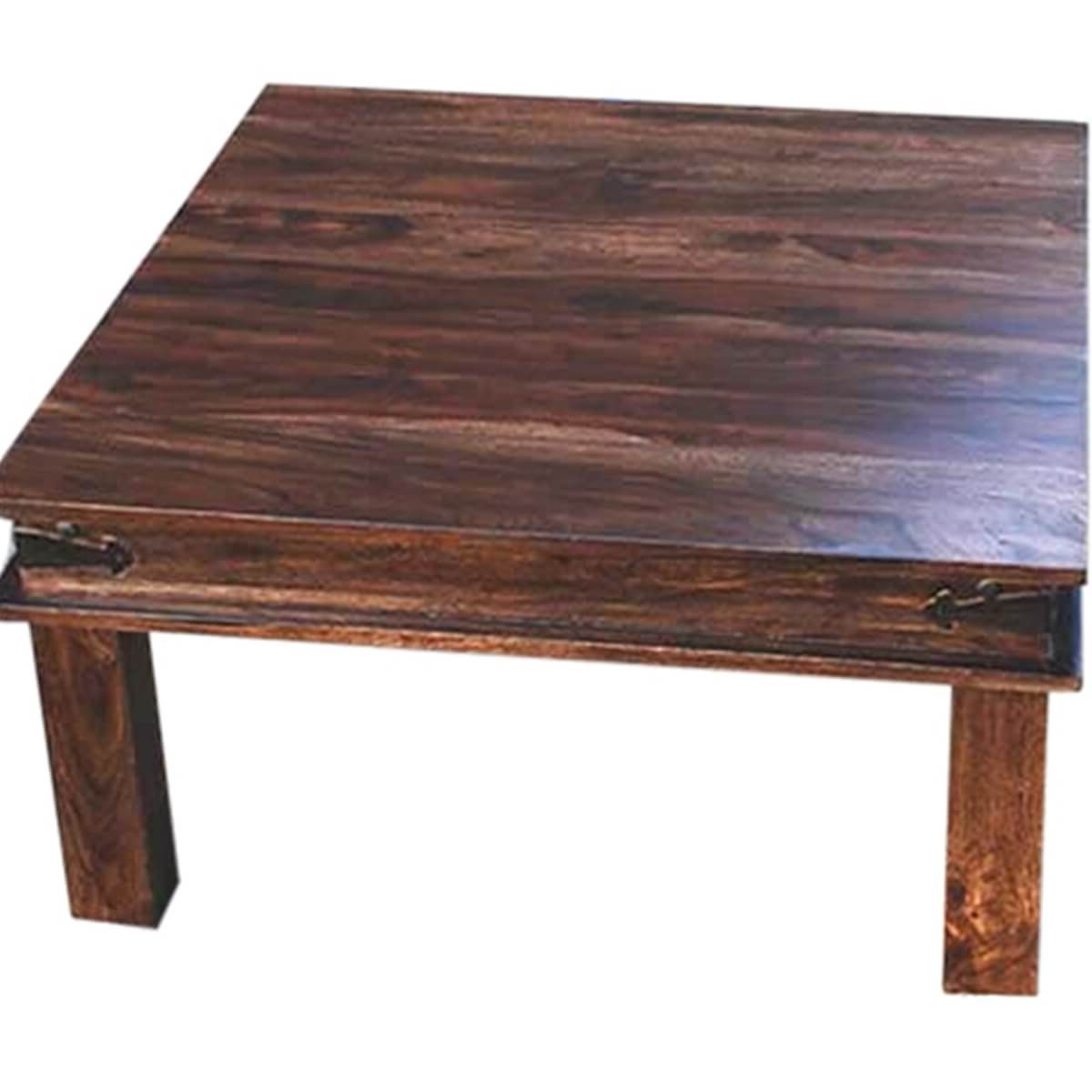 Rustic Espresso Wood Console Tables Within Widely Used Rustic Solid Wood Square Cocktail Coffee Table (View 4 of 10)
