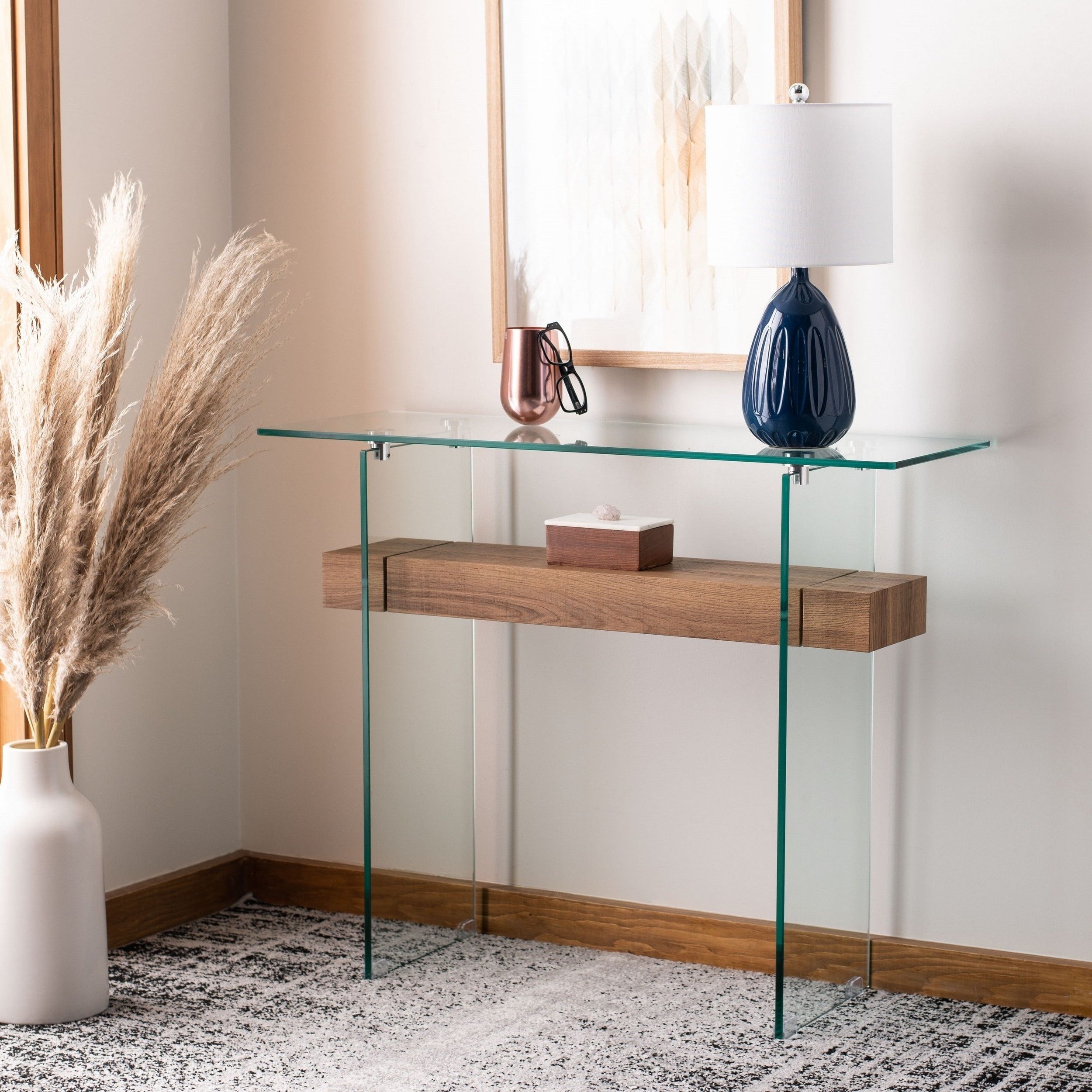 Safavieh Kayley Rectangular Modern Glass Console Table With Most Recent Modern Console Tables (View 9 of 10)