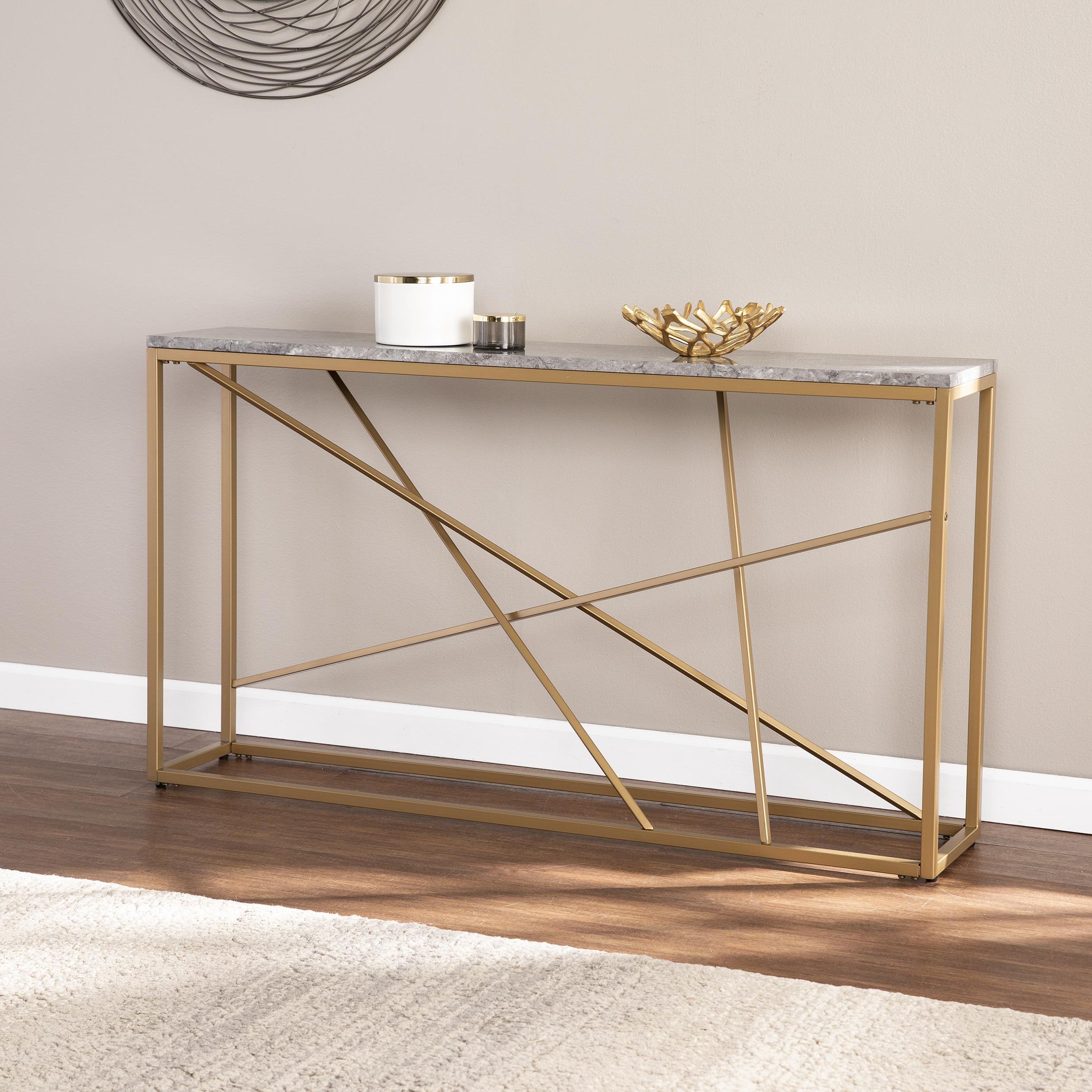Sei Buegan Faux Marble Skinny Console Table – Walmart In Favorite Marble Console Tables (View 1 of 10)