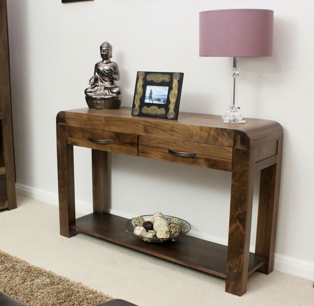 Shiro Console Hall Table Solid Walnut Dark Wood Hallway For 2019 Large Modern Console Tables (View 3 of 10)