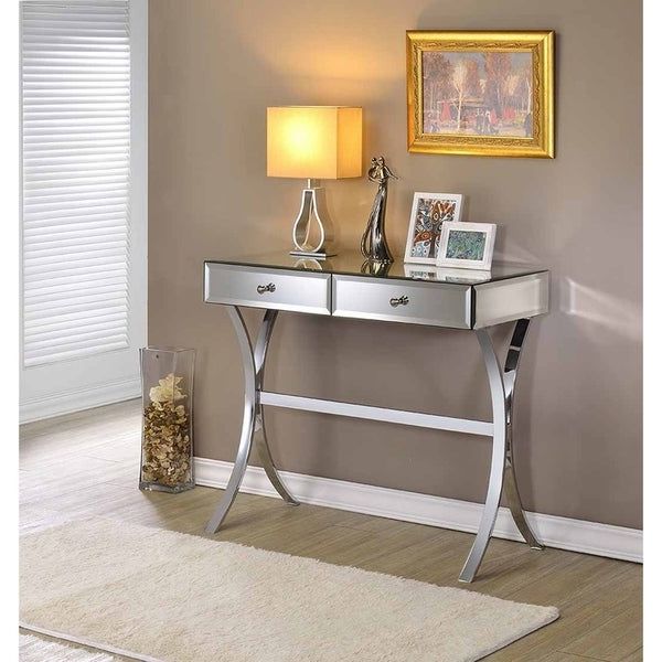 Shop Arleta Clear Mirror And Chrome 2 Drawer Console Table With Latest Chrome Console Tables (View 8 of 10)