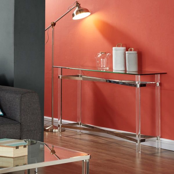 Shop Morelia Mixed Media Chrome/ Glass/ Acrylic Console Regarding Well Known Acrylic Modern Console Tables (View 8 of 10)