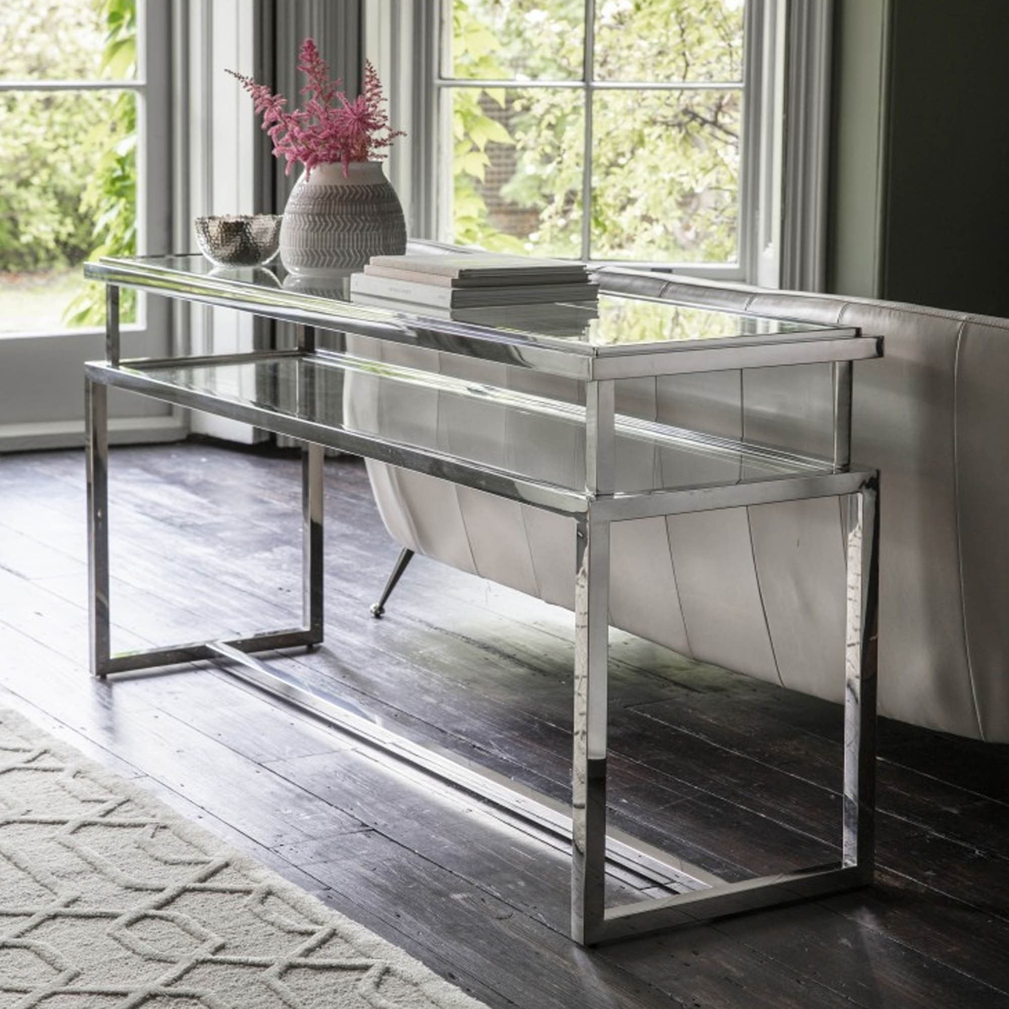 Silver Console Table For Trendy Geometric Glass Modern Console Tables (View 1 of 10)