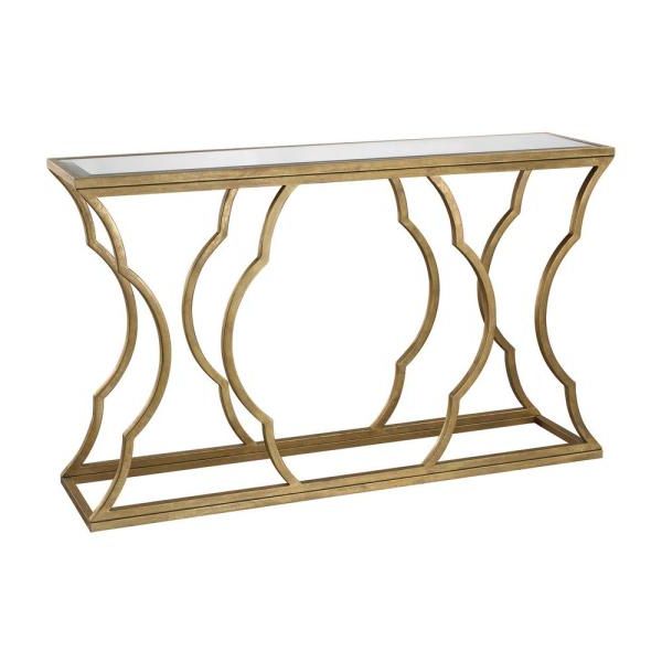 Silver Leaf Rectangle Console Tables Throughout Favorite Titan Lighting Metal Cloud Antique Gold Leaf Mirrored Top (View 1 of 10)