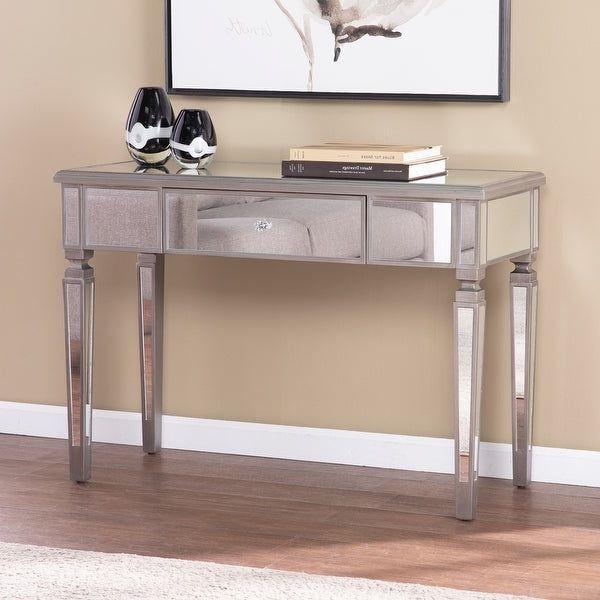 Silver Orchid Wacasey Glam Mirror Console Table Regarding Fashionable Silver Mirror And Chrome Console Tables (View 3 of 10)