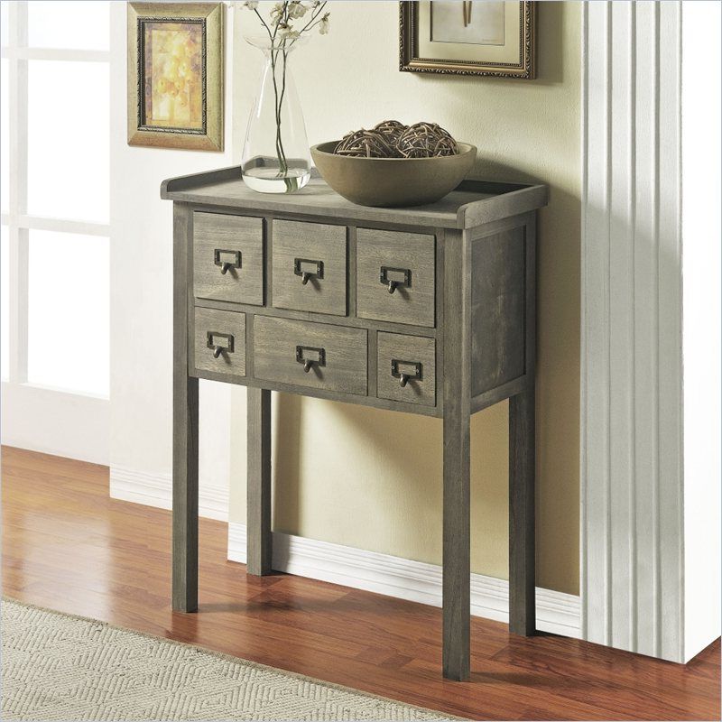 Smoke Gray Wood Square Console Tables With Regard To Latest 6 Drawer Accent Console Table In Gray Finish –  (View 9 of 10)