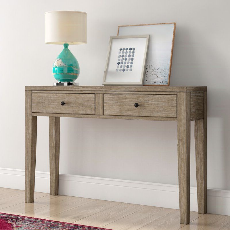 Square Weathered White Wood Console Tables Inside Popular Mistana Amina Distressed Wood Two Drawer Accent Storage (View 10 of 10)