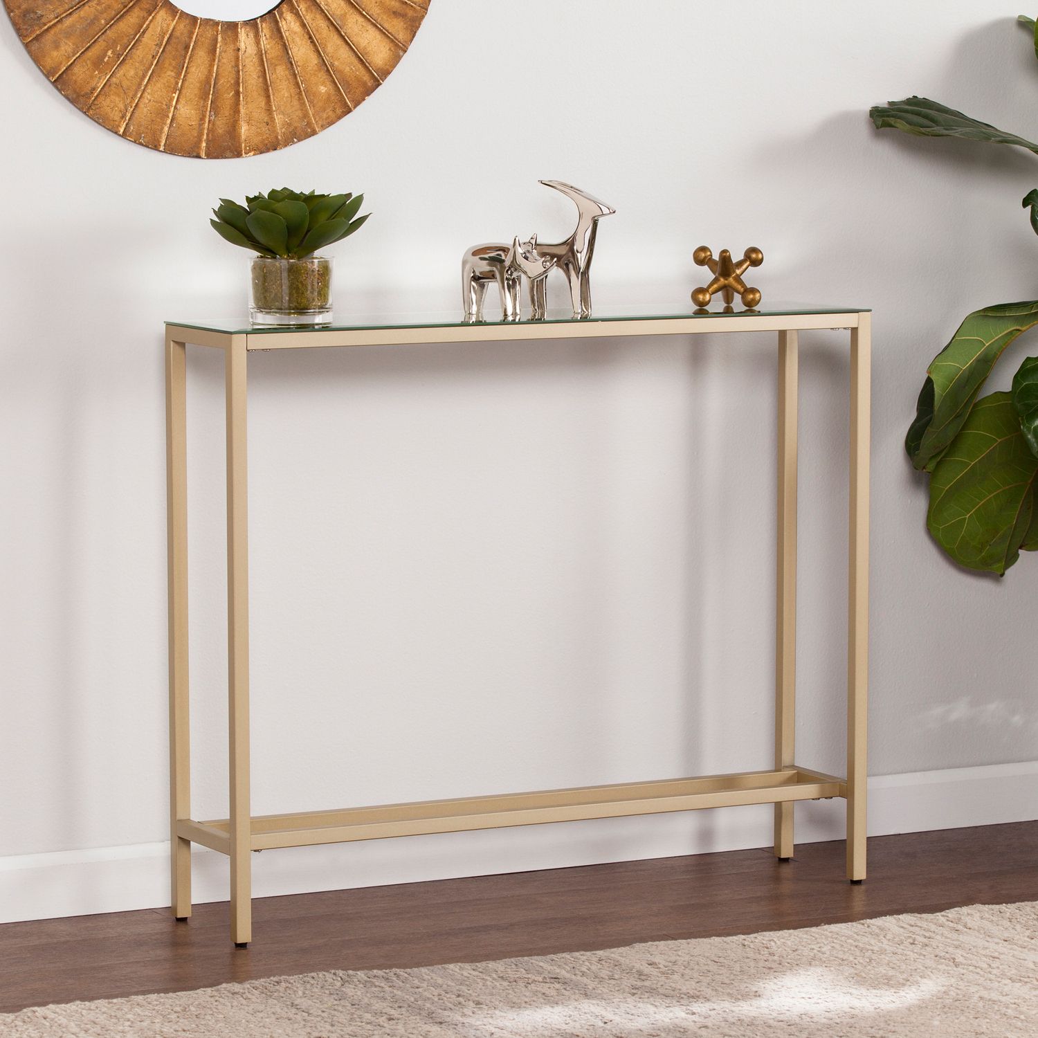Taylor Gold Console Table With Mirrored Top – Pier1 Pertaining To Famous Geometric Glass Top Gold Console Tables (View 2 of 10)