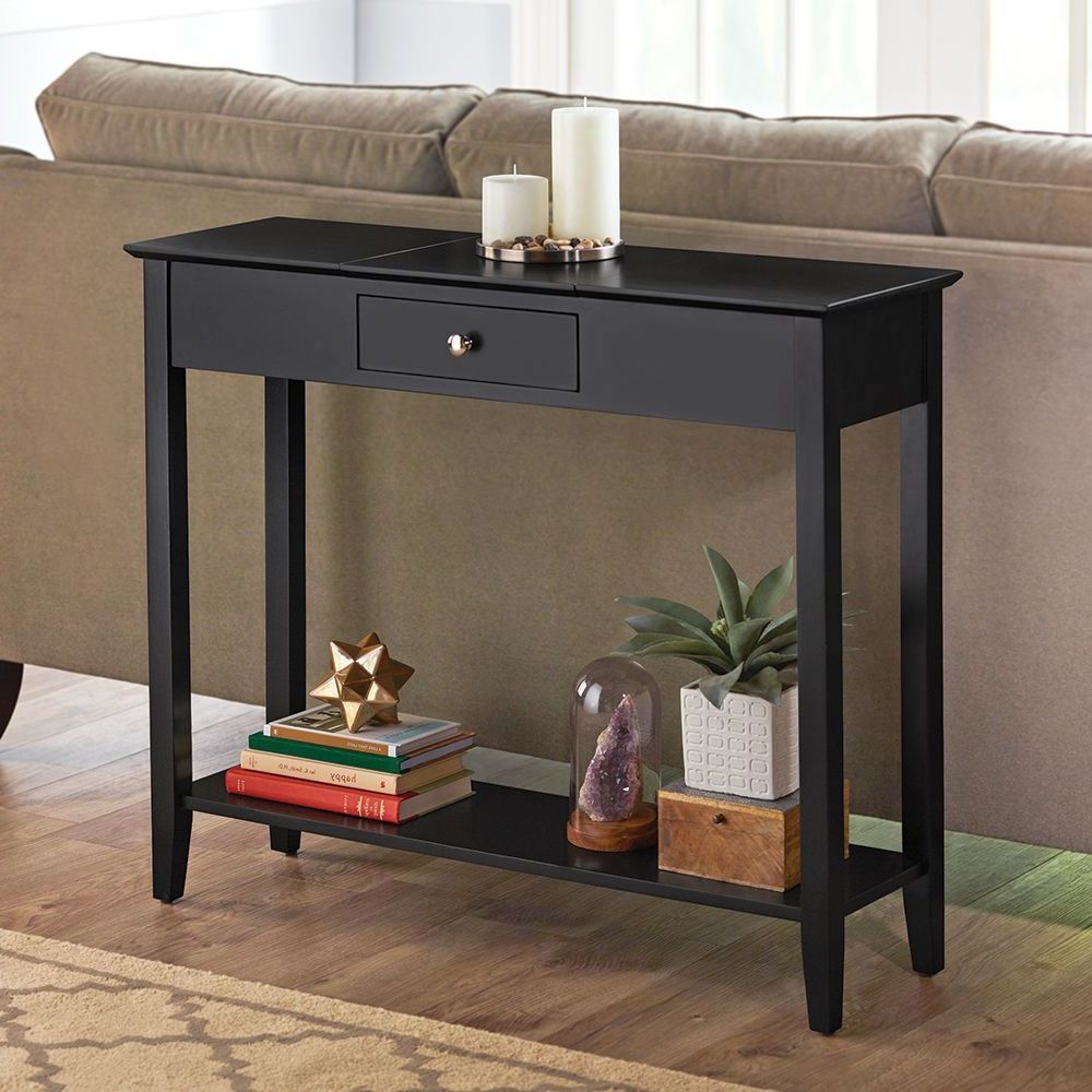 The Hidden Storage Console Table – Hammacher Schlemmer In Most Recent Black Wood Storage Console Tables (View 7 of 10)