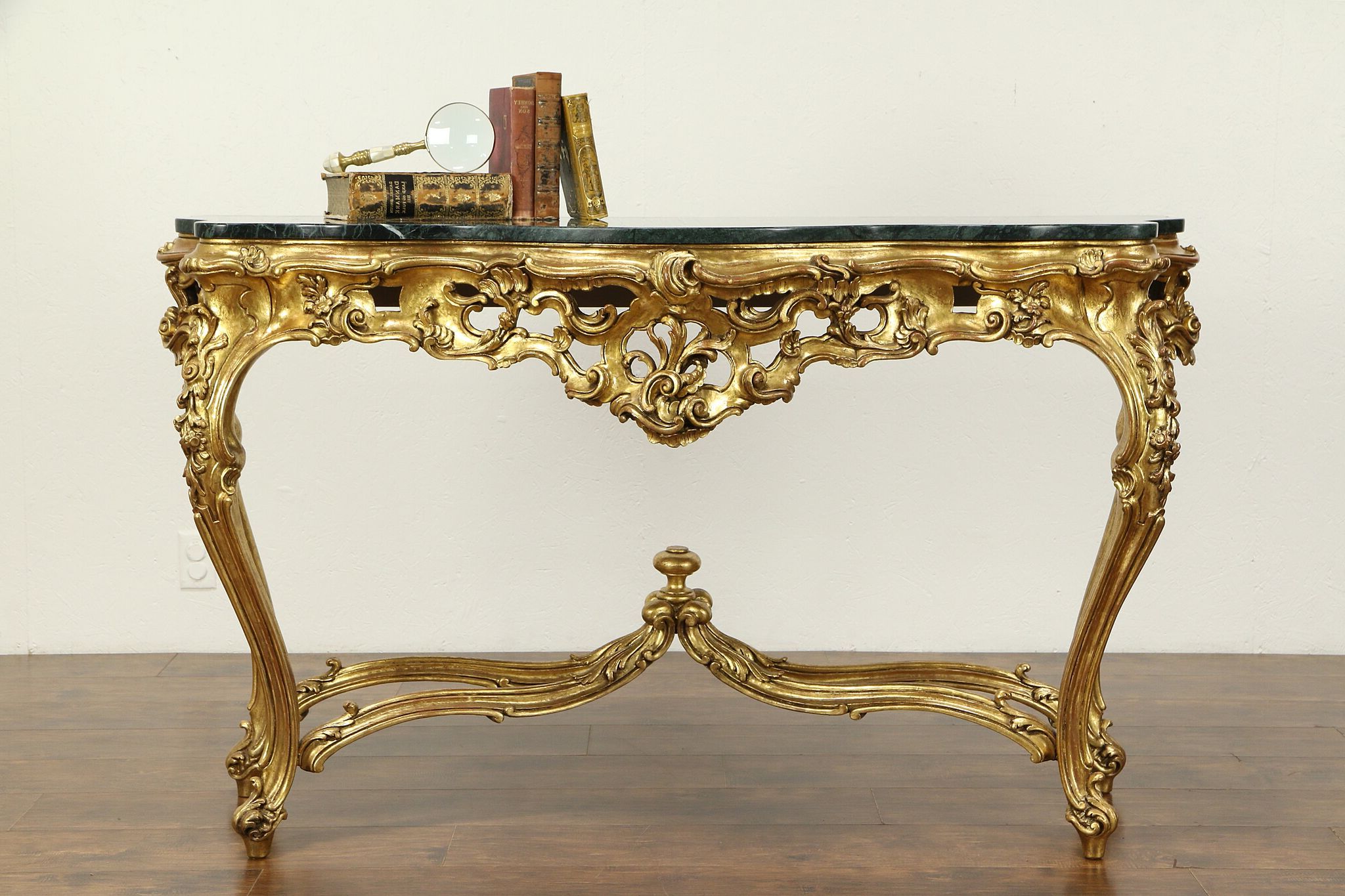 Trendy Antique Blue Gold Console Tables Throughout Sold – Italian Vintage Baroque Carved Gold Leaf Console (View 3 of 10)