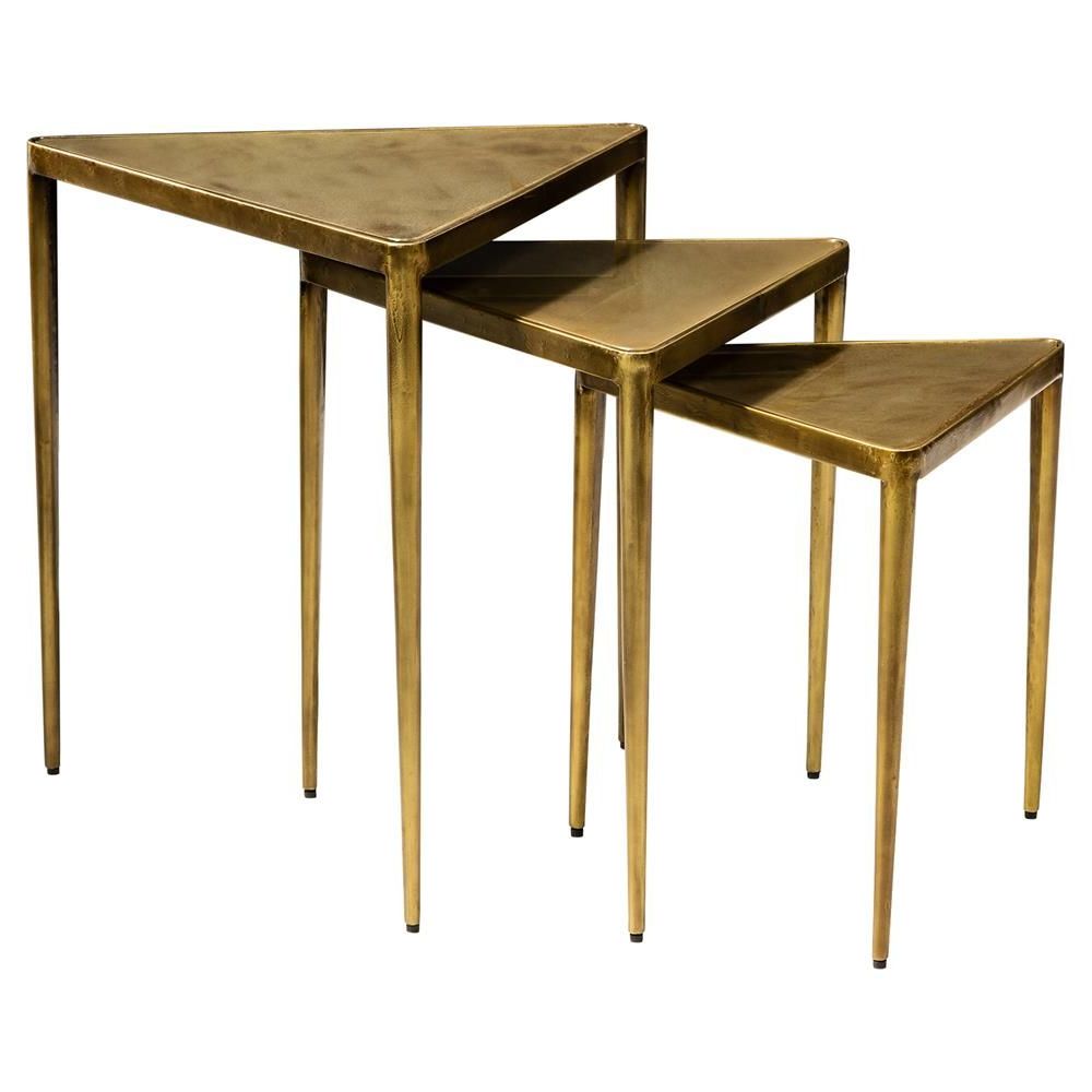 Trendy Antique Gold Nesting Console Tables Inside Interlude Jasmine Hollywood Regency Antique Brass Triangle (View 8 of 10)