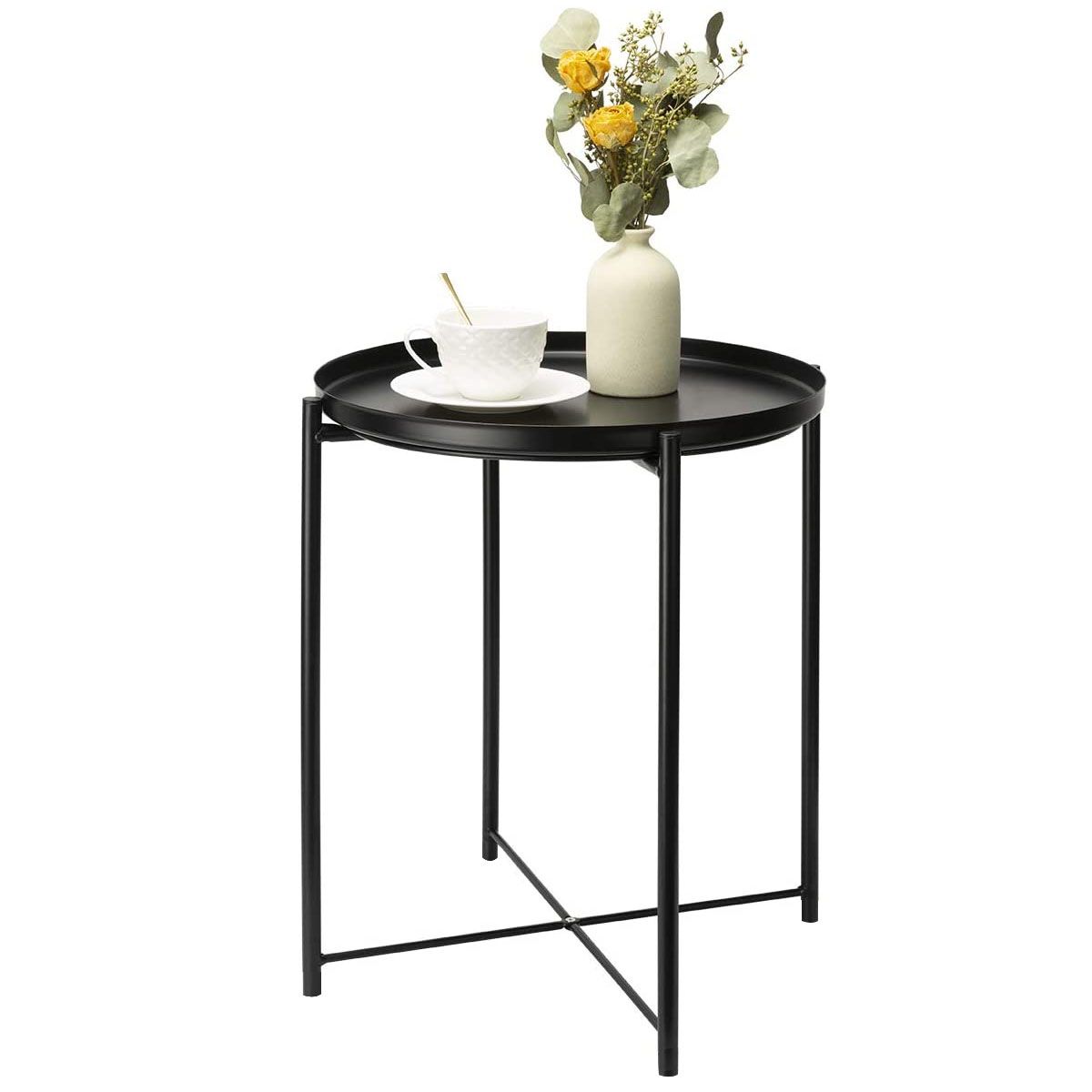Trendy Barnside Round Console Tables Inside Metal Tray End Table, Round Accent Coffee Side Table, Anti (View 3 of 10)