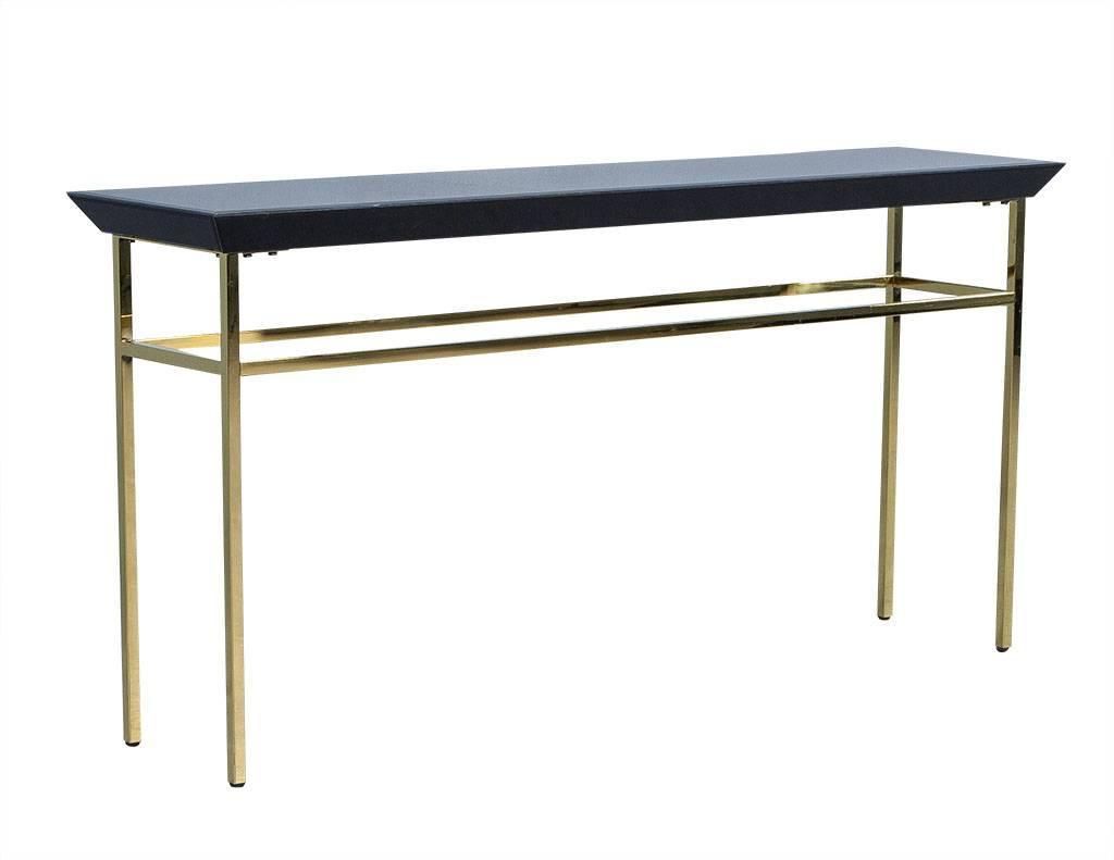 Trendy Black Glass And Gold Metal Console Table At 1stdibs Intended For Black Metal Console Tables (View 3 of 10)