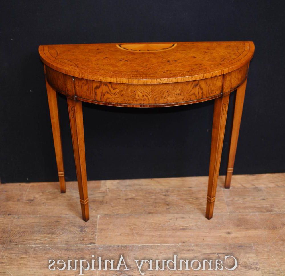Trendy Pair Walnut Console Tables – Elegant Regency Hall Table With Round Console Tables (View 2 of 10)