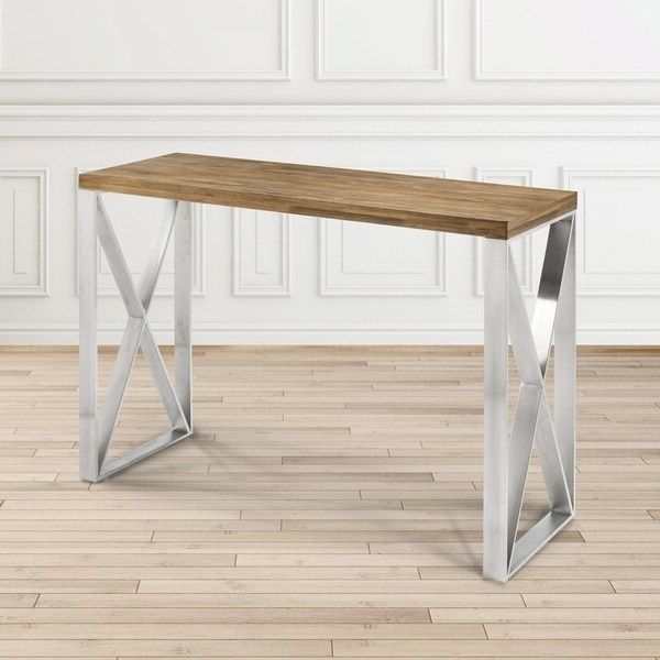 Trendy Wood Rectangular Console Tables Within Shop Dynasty Industrial Wood And Metal Rectangle Console (View 6 of 10)