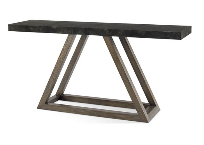 Triangular Console Tables Pertaining To Trendy Triangle Console With Black Vellum Top – Mecox Gardens (View 3 of 10)
