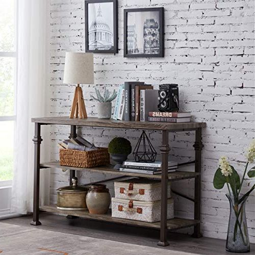 Well Known 3 Piece Shelf Console Tables Throughout Hombazzar 3 Tier Industrial Rustic Sofa Table, Rectangular (View 2 of 10)