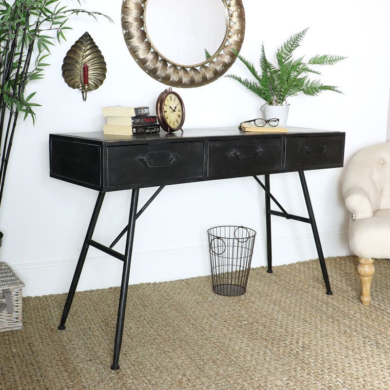 Well Known Black Console Tables Within Black Industrial Style Desk / Console Table – Windsor Browne (View 10 of 10)