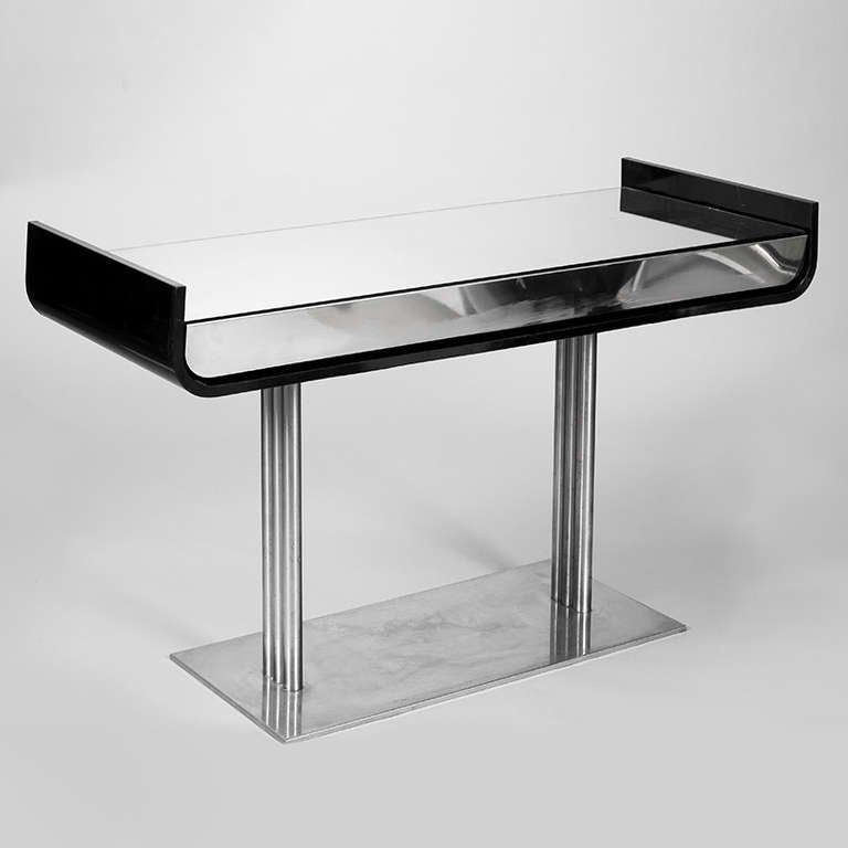 Well Known Black Lacquer And Chrome Console Table With Mirrored With Silver Mirror And Chrome Console Tables (View 6 of 10)