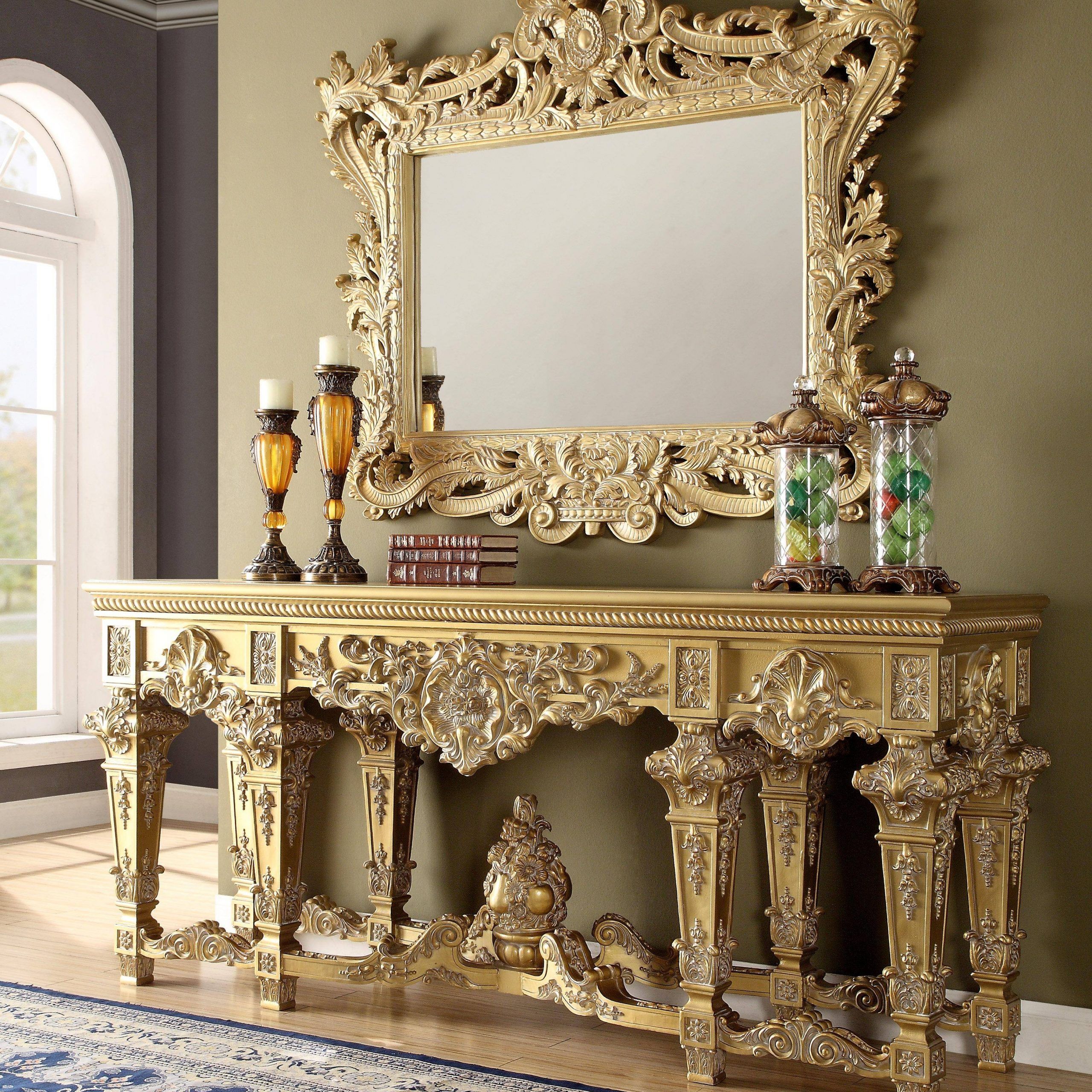 Well Known Buy Homey Design Hd Con8086 Console Table In Rich Gold In Gold Console Tables (View 1 of 10)