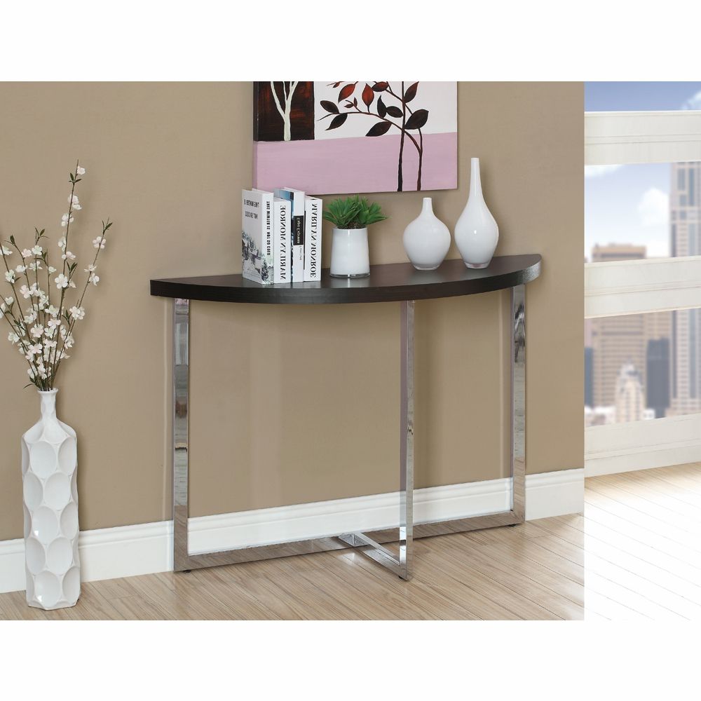 Well Known Chrome Console Tables Regarding Monarch Specialties – Console Table 48l Cappuccino Chrome (View 5 of 10)