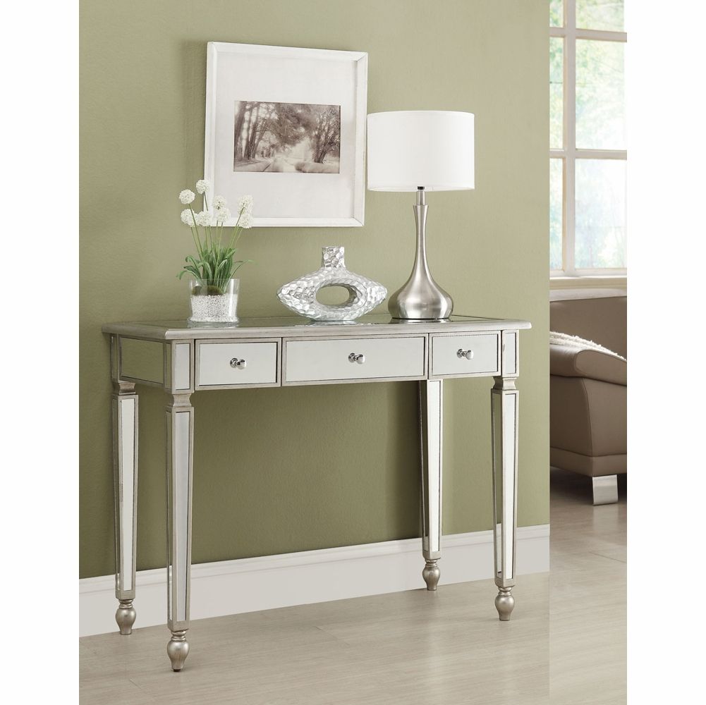 Well Known Coaster – Console Table (antique Silver) – 950014 Within Silver Mirror And Chrome Console Tables (View 10 of 10)