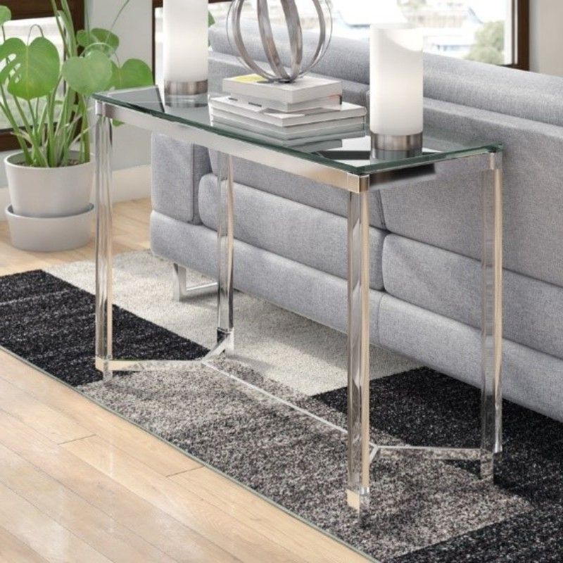 Well Known Glass And Silver Modern Console Tables For Your Entryway Regarding Geometric Glass Modern Console Tables (View 6 of 10)