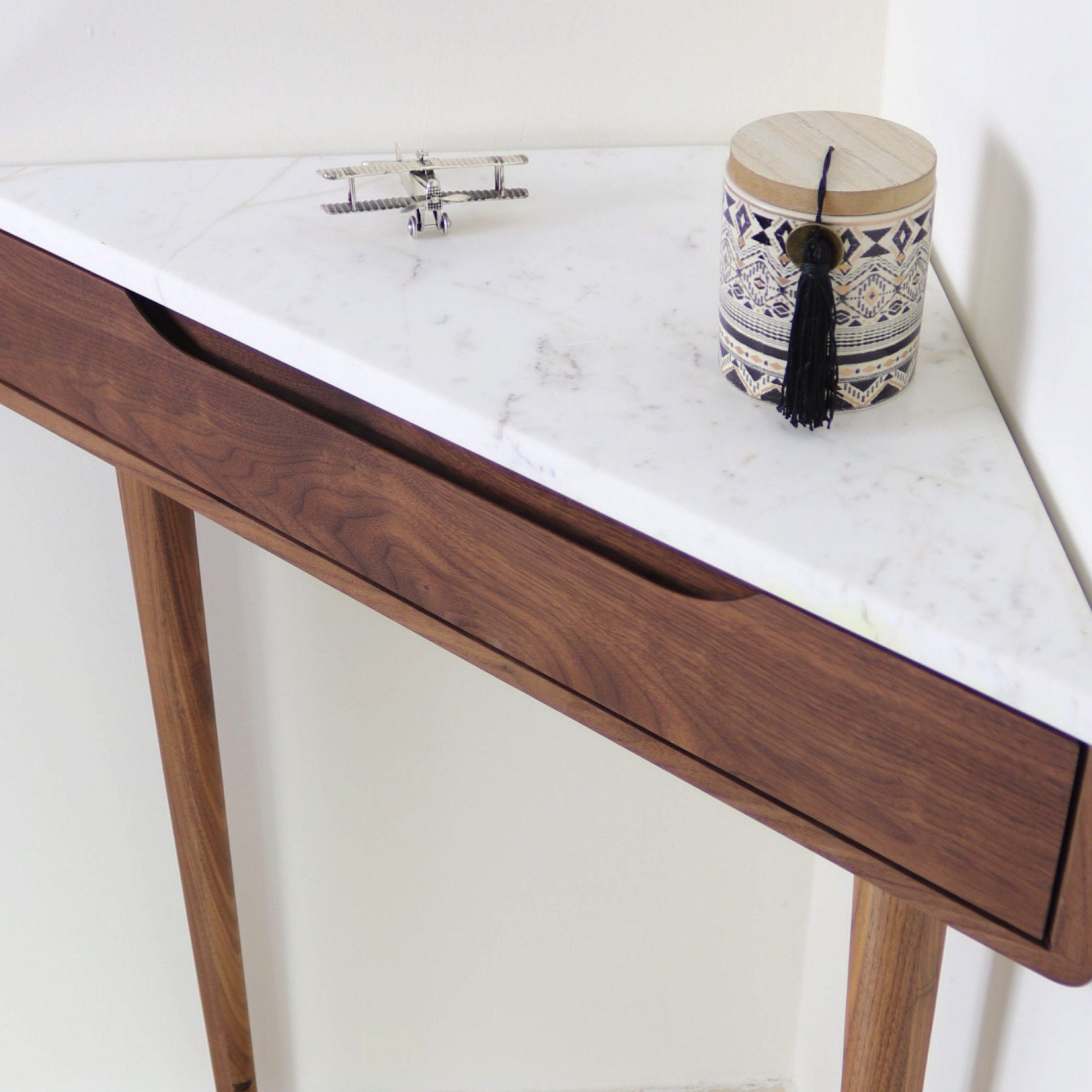 Well Known Honey Oak And Marble Console Tables Pertaining To Corner Console Table In Walnut Or Solid Oak With Marble Top (View 10 of 10)