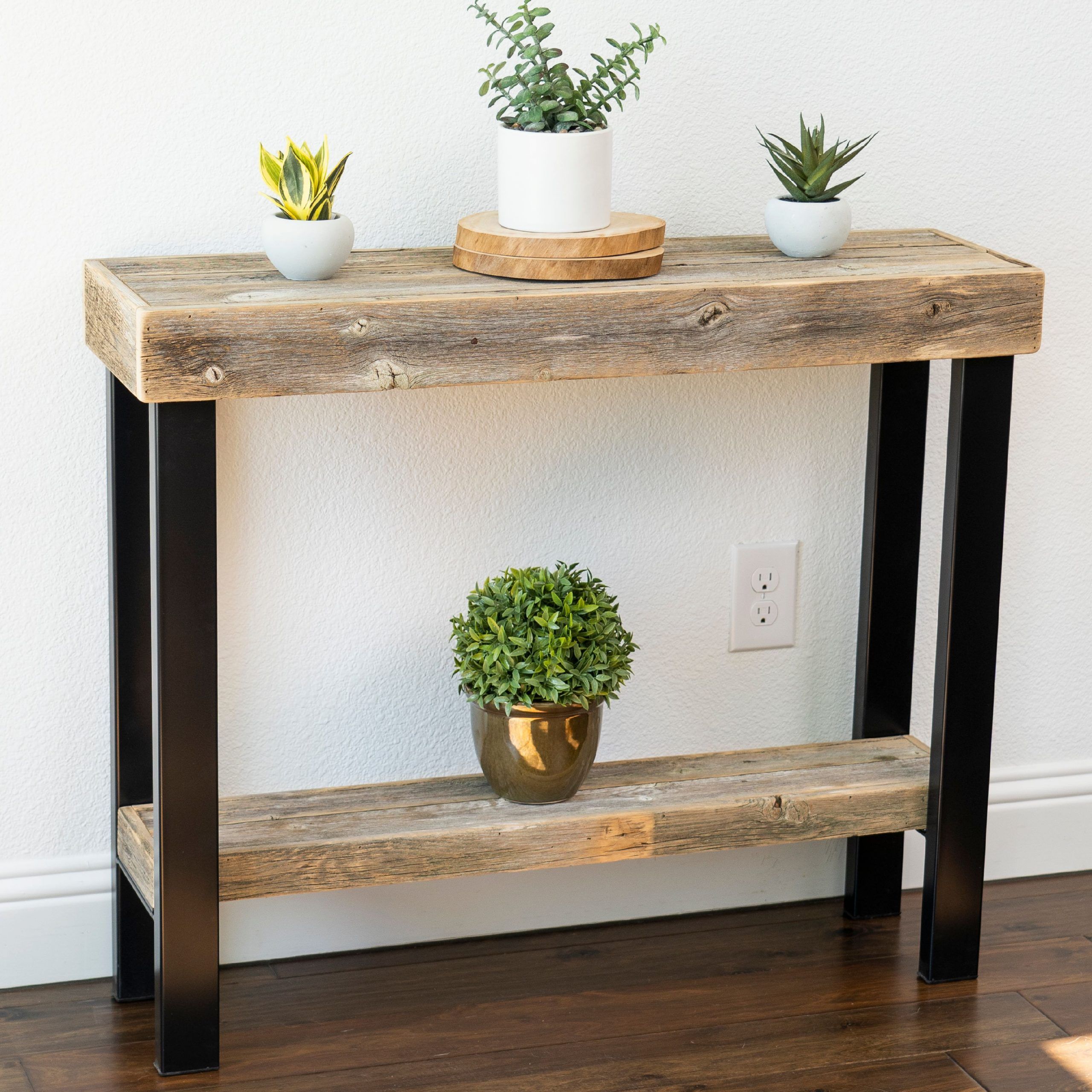 Well Known Roland Small Living Room Console Table, Reclaimed Wood W Pertaining To Caviar Black Console Tables (View 3 of 10)