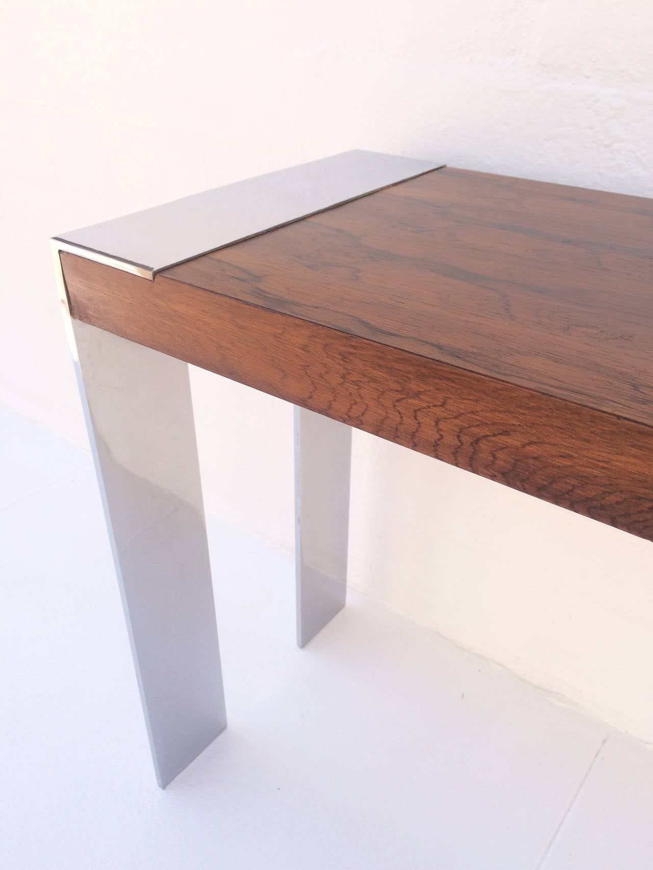 Well Known Rosewood And Polished Chrome Console Tablemilo Throughout Polished Chrome Round Console Tables (View 8 of 10)
