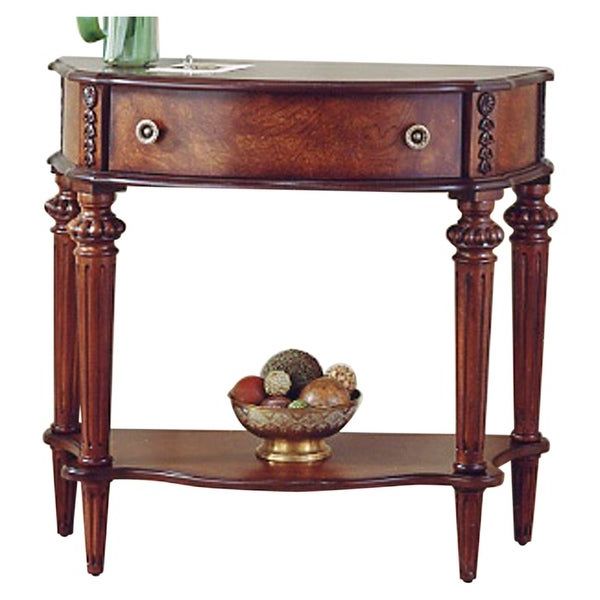 Well Known Shop Offex Traditional Crafted Demilune Solid Wood Console Intended For Brown Wood And Steel Plate Console Tables (View 7 of 10)