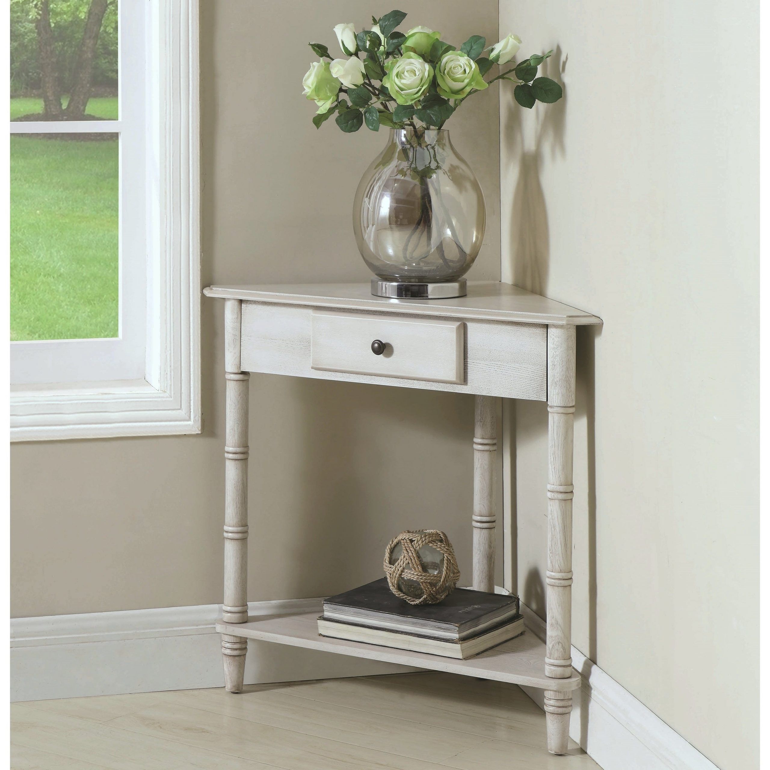 Well Known Square Weathered White Wood Console Tables Intended For Antique White Console Table With Drawers – Antique Poster (View 5 of 10)