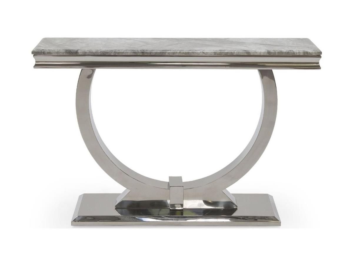 Well Known Stainless Steel Console Tables With Arianna Grey Marble And Stainless Steel Chrome Console Table (View 9 of 10)