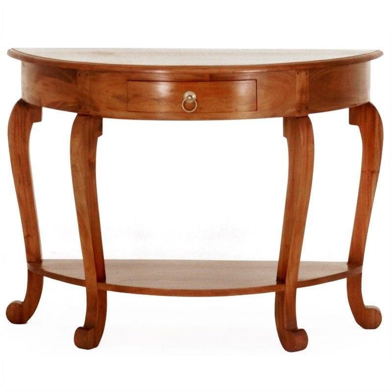 Well Liked Cabriol Solid Mahogany Timber Half Round Sofa Table, Light With Regard To Warm Pecan Console Tables (View 9 of 10)