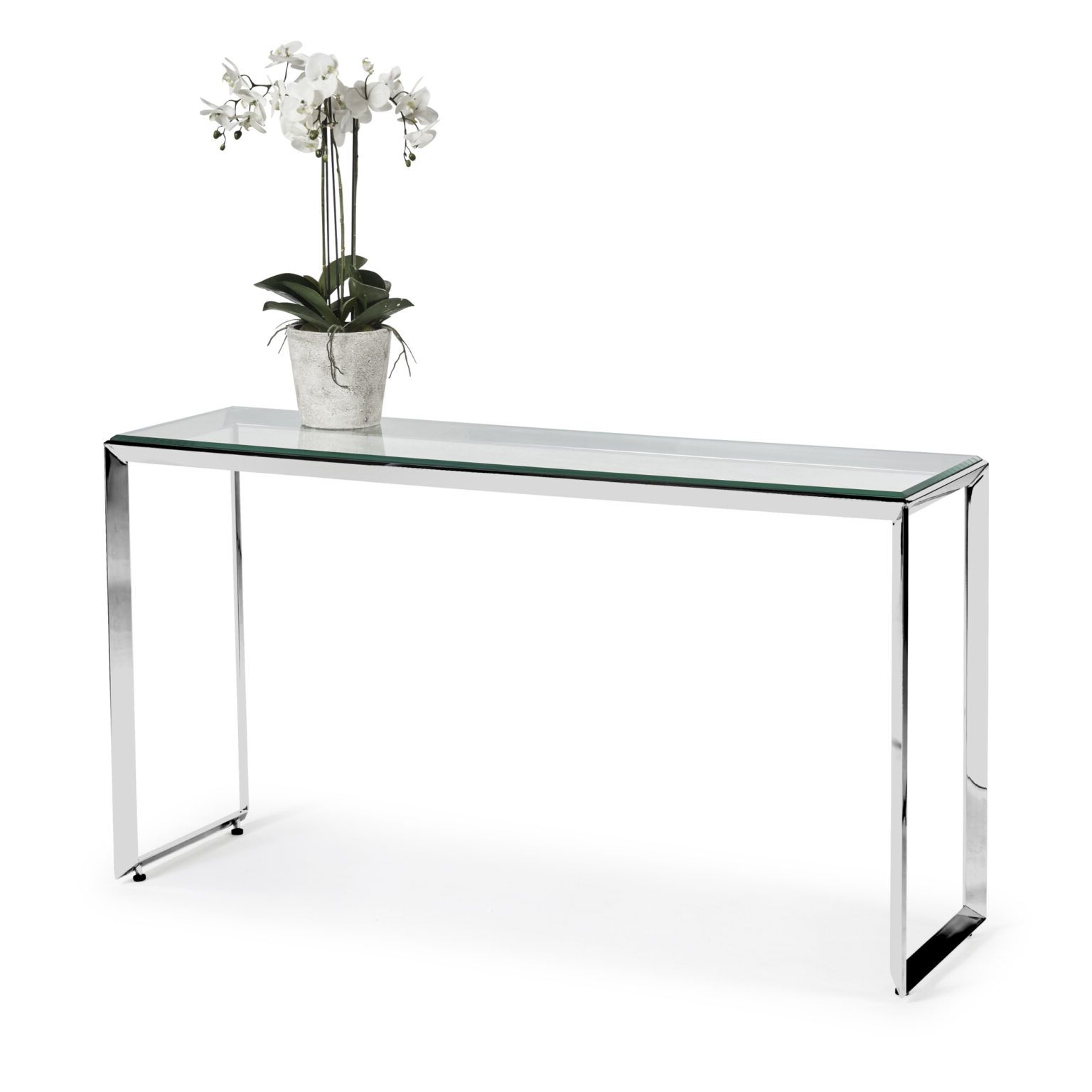 Well Liked Glass And Stainless Steel Console Tables In Small Glass Console Table With Polished Stainless Steel (View 3 of 10)